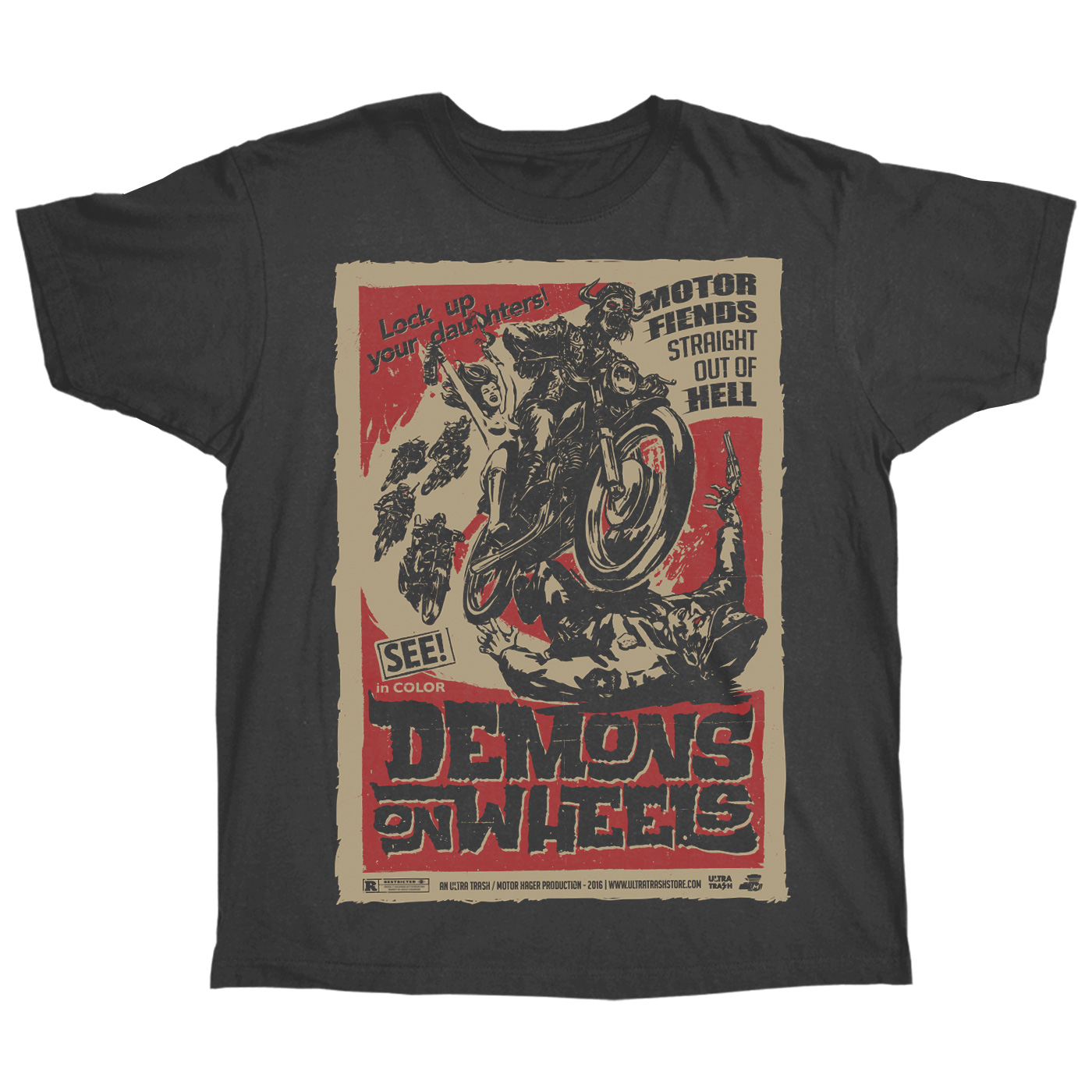 ULTRA TRASH | Demons on wheels double sided T-Shirt Men S-3XL